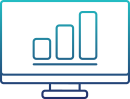 icon of a computer with bar chart on the screen