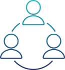 icon of three heads and shoulders connected by lines